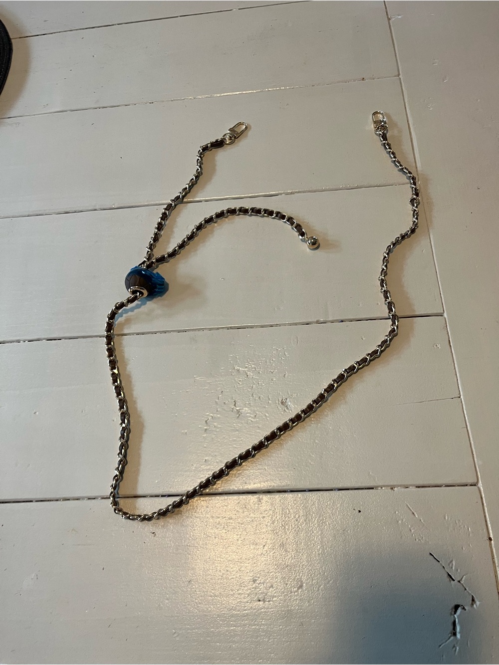 Gold Chain Necklace with brown ball Accent